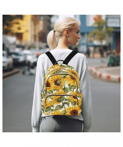 Sunflower Floral Backpack for Women Fashion Shoulder Bags Small Casual Daypack Travel Bag S 202a2010 M(11.4"x6.1"x14.17") 202...