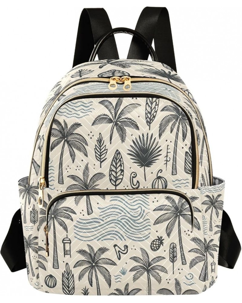 Coconut Tree Fashion Backpack Purse Ladies Fashion Rucksack Travel Shoulder Bag Casual Daily Backpack Small $13.20 Backpacks