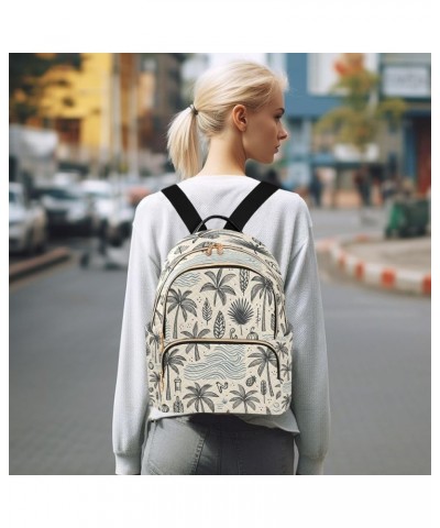 Coconut Tree Fashion Backpack Purse Ladies Fashion Rucksack Travel Shoulder Bag Casual Daily Backpack Small $13.20 Backpacks