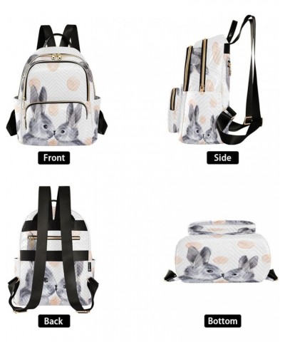 Watercolor Rabbits Polka Dot Women Backpack Purse Ladies Fashion Shoulder Bag Daypack Travel Bag 7.5L Small $18.28 Backpacks