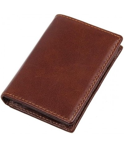 Men's Wallet Men's Anti-theft Swipe Card Bag Leather Wallet 7.5x10.5CM Brown $17.81 Wallets