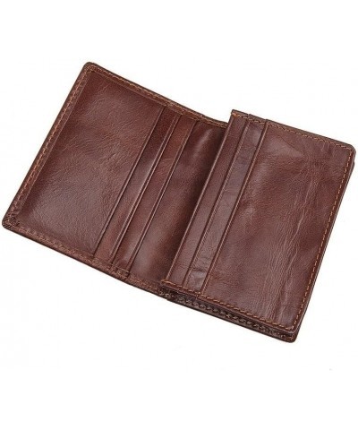 Men's Wallet Men's Anti-theft Swipe Card Bag Leather Wallet 7.5x10.5CM Brown $17.81 Wallets