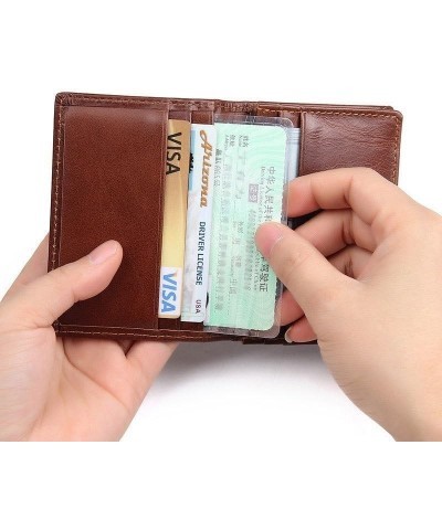 Men's Wallet Men's Anti-theft Swipe Card Bag Leather Wallet 7.5x10.5CM Brown $17.81 Wallets