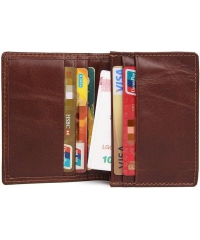 Men's Wallet Men's Anti-theft Swipe Card Bag Leather Wallet 7.5x10.5CM Brown $17.81 Wallets