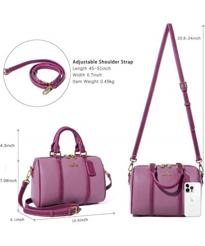 Women Satchel Purses and Handbags Vegan Leather Boston Barrel Bag Top Handle Shoulder Purse with Crossbody Strap Light Purple...