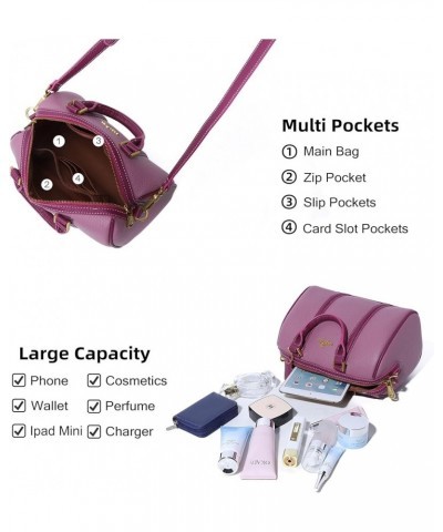 Women Satchel Purses and Handbags Vegan Leather Boston Barrel Bag Top Handle Shoulder Purse with Crossbody Strap Light Purple...