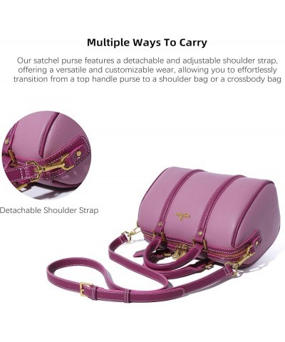 Women Satchel Purses and Handbags Vegan Leather Boston Barrel Bag Top Handle Shoulder Purse with Crossbody Strap Light Purple...