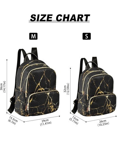 Mini Backpack for Women, Black Gold Marble Travel Backpack Purse for Ladies, Small Bookbag Daypack Shoulder Bag M A109 Small ...