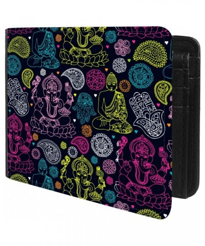 Unique Desige Pattern - Indian Buddha, Ganesha, Hamsa pattern, Slim Front Pocket Wallet Billfold RFID Blocking $11.25 Wallets