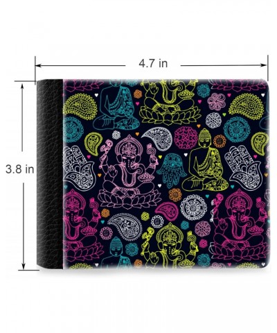 Unique Desige Pattern - Indian Buddha, Ganesha, Hamsa pattern, Slim Front Pocket Wallet Billfold RFID Blocking $11.25 Wallets