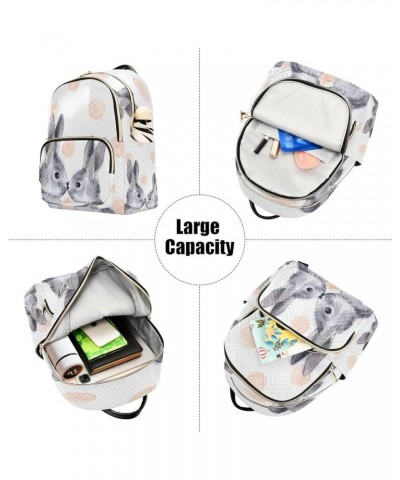 Watercolor Rabbits Polka Dot Women Backpack Purse Ladies Fashion Shoulder Bag Daypack Travel Bag 7.5L Small $18.28 Backpacks