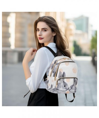 Watercolor Rabbits Polka Dot Women Backpack Purse Ladies Fashion Shoulder Bag Daypack Travel Bag 7.5L Small $18.28 Backpacks