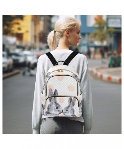 Watercolor Rabbits Polka Dot Women Backpack Purse Ladies Fashion Shoulder Bag Daypack Travel Bag 7.5L Small $18.28 Backpacks