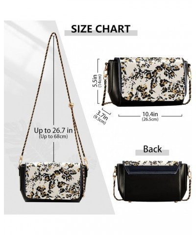 Colorful Flower Vivid Print Crossbody Purses for Women Black Shoulder Leather Bags Wallet Handbags with Chain Strap Floral An...