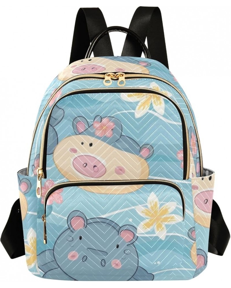 Cute Hippo Fashion Backpack Purse Ladies Fashion Rucksack Travel Shoulder Bag Casual Daily Backpack Work College Bag Small $1...