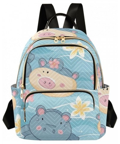 Cute Hippo Fashion Backpack Purse Ladies Fashion Rucksack Travel Shoulder Bag Casual Daily Backpack Work College Bag Small $1...