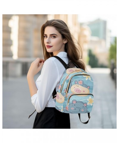 Cute Hippo Fashion Backpack Purse Ladies Fashion Rucksack Travel Shoulder Bag Casual Daily Backpack Work College Bag Small $1...