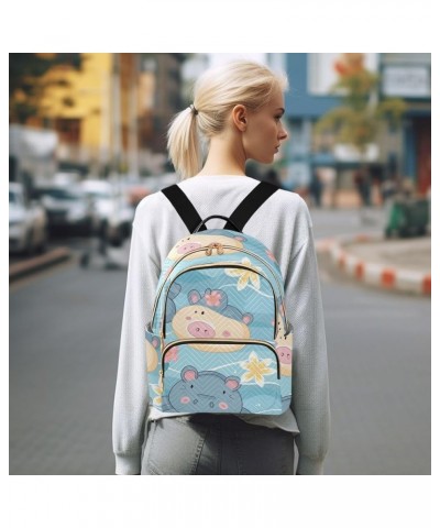 Cute Hippo Fashion Backpack Purse Ladies Fashion Rucksack Travel Shoulder Bag Casual Daily Backpack Work College Bag Small $1...