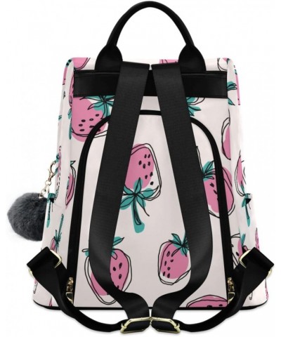 Women Fashion Backpack Pink Strawberry print, Anti Theft Casual Daypack Shoulder Bag Purse for Travel Work 15 inches $23.77 B...