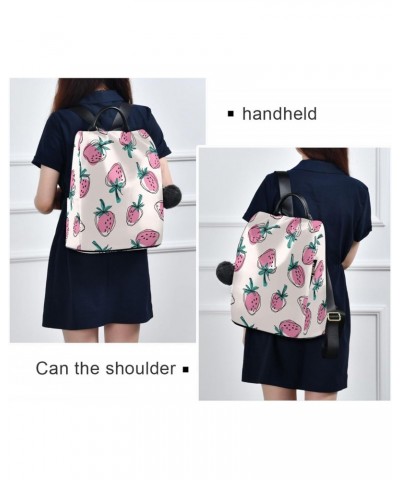 Women Fashion Backpack Pink Strawberry print, Anti Theft Casual Daypack Shoulder Bag Purse for Travel Work 15 inches $23.77 B...