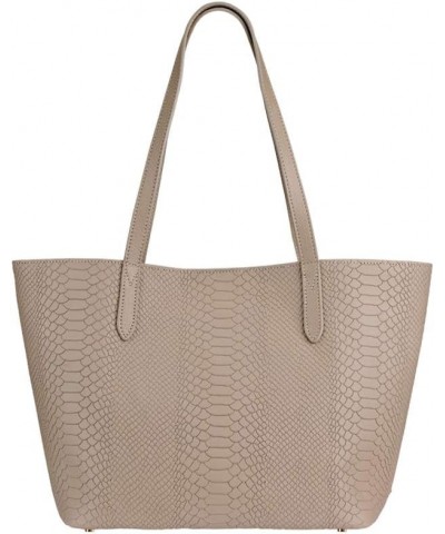 Womens Python Embossed Leather Tote, Large Stone $125.80 Totes