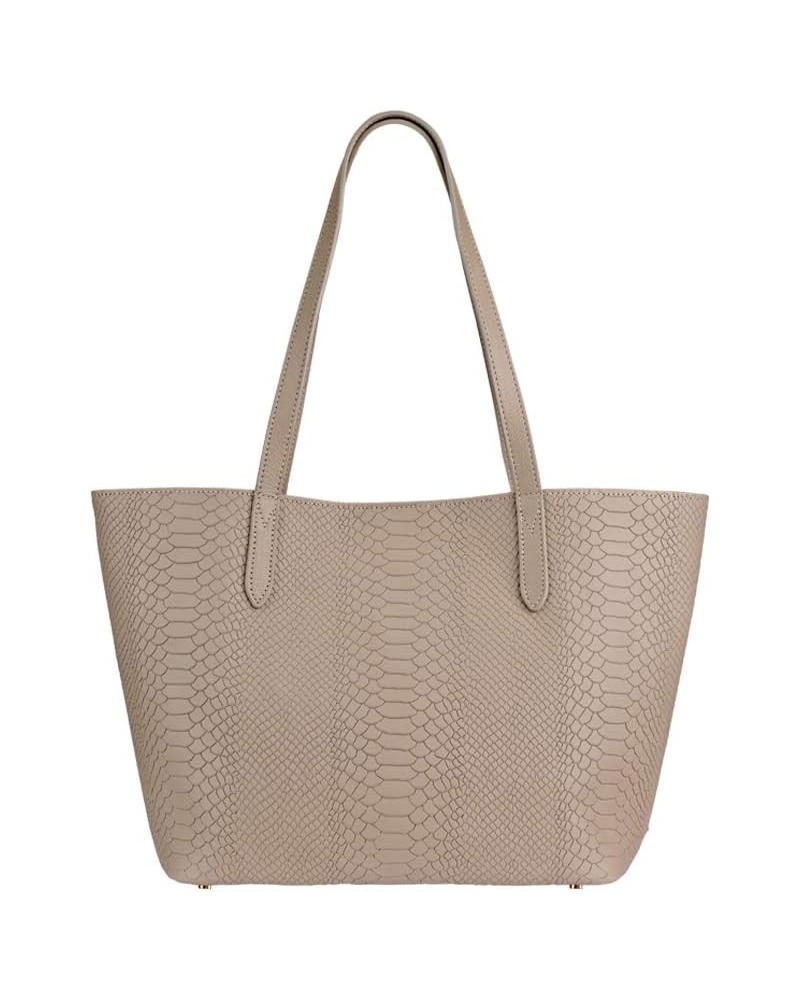 Womens Python Embossed Leather Tote, Large Stone $125.80 Totes