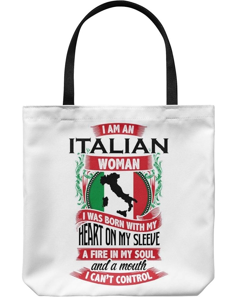 Tote Bag Italy Themed - Italian Woman Casual & Big but Stylish Poplin Shoulder Handbag for Work & Travel White (13x13") $16.9...