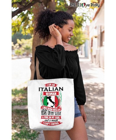 Tote Bag Italy Themed - Italian Woman Casual & Big but Stylish Poplin Shoulder Handbag for Work & Travel White (13x13") $16.9...