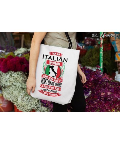 Tote Bag Italy Themed - Italian Woman Casual & Big but Stylish Poplin Shoulder Handbag for Work & Travel White (13x13") $16.9...