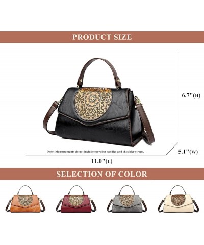 Flap Top Handle Bags for Women Floral Pattern PU Leather Handbag Shoulder Bag Tote Satchel Purses Retro Crossbody Bags A / Wh...