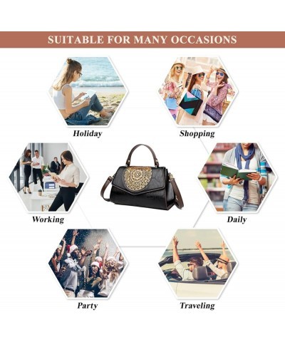 Flap Top Handle Bags for Women Floral Pattern PU Leather Handbag Shoulder Bag Tote Satchel Purses Retro Crossbody Bags A / Wh...