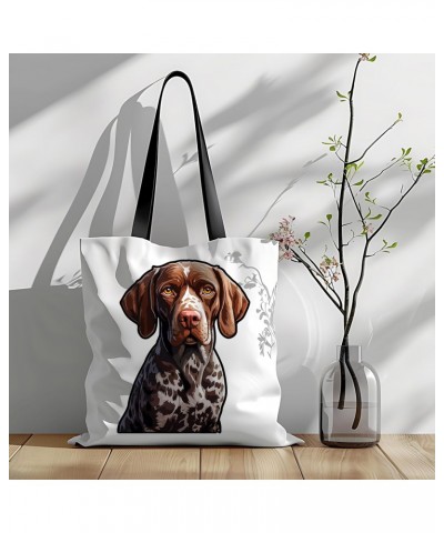 German Shorthaired Pointer Tote Bag for Women Men Casual Tote Bag Cloth Canvas Shopping Bags with Handles Cute Bags Everyday ...