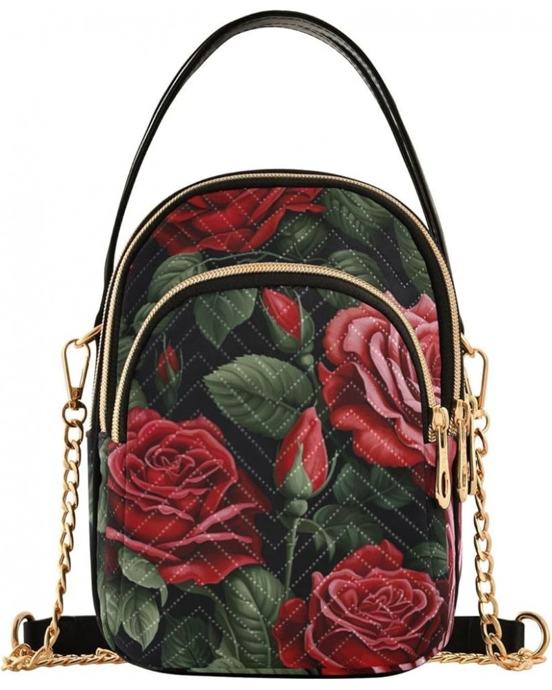 Autumn for Designers Shoulder Bag, Shoulder Bag with Zipper, Crossbody Purse for Girls Floral Roses and Green Leaves-1 $15.94...