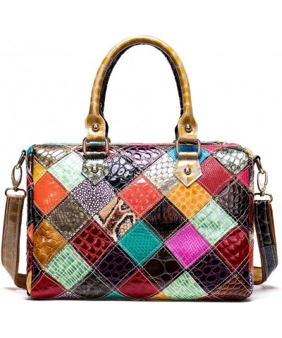 Colorful Handbag and Purse for Women Multi-colored Genuine Leather Shoulder Bag Shiny Snake Print Crossbody Satchel Multicolo...