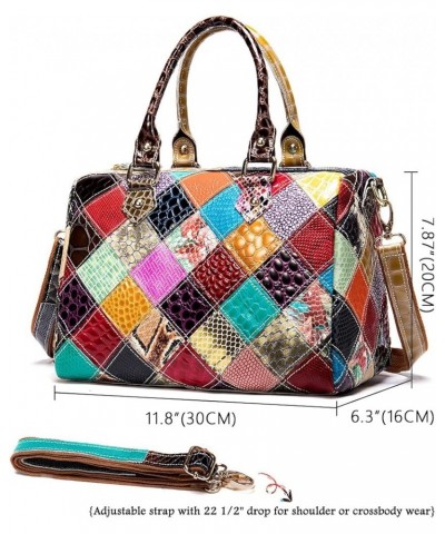 Colorful Handbag and Purse for Women Multi-colored Genuine Leather Shoulder Bag Shiny Snake Print Crossbody Satchel Multicolo...