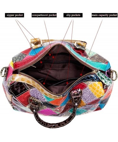 Colorful Handbag and Purse for Women Multi-colored Genuine Leather Shoulder Bag Shiny Snake Print Crossbody Satchel Multicolo...