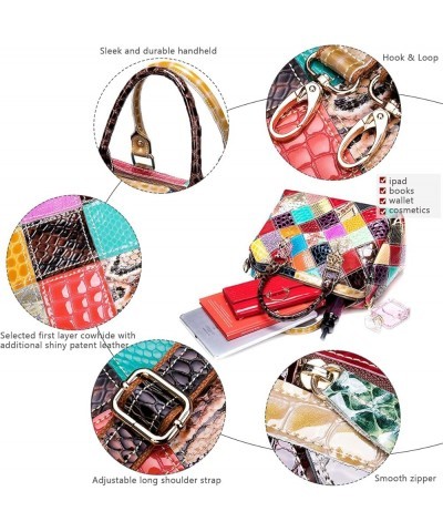 Colorful Handbag and Purse for Women Multi-colored Genuine Leather Shoulder Bag Shiny Snake Print Crossbody Satchel Multicolo...