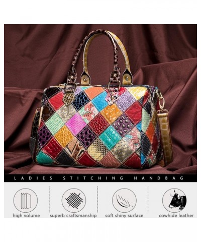 Colorful Handbag and Purse for Women Multi-colored Genuine Leather Shoulder Bag Shiny Snake Print Crossbody Satchel Multicolo...