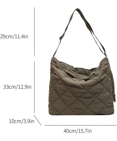 Quilted Tote Bag for Women Crossbody Bags Lightweight Padding Shoulder Bags Nylon Padded Hobo Handbag with Zipper 02-green $8...