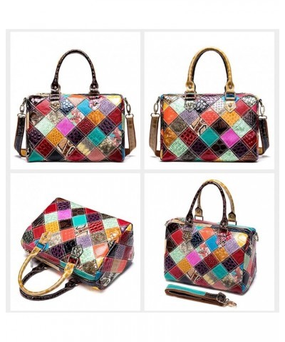 Colorful Handbag and Purse for Women Multi-colored Genuine Leather Shoulder Bag Shiny Snake Print Crossbody Satchel Multicolo...