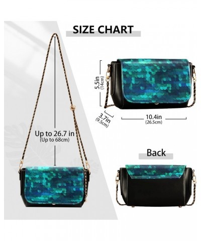 Mermaid Scales PU Leather Crossbody Handbag for Women Shoulder Purse with Adjustable Metal Chain Waterproof Shoulder Bag for ...