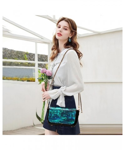 Mermaid Scales PU Leather Crossbody Handbag for Women Shoulder Purse with Adjustable Metal Chain Waterproof Shoulder Bag for ...