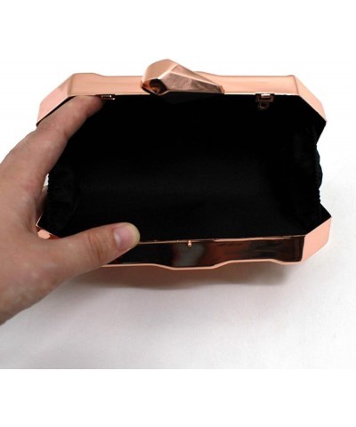 Women Metal Box Clutch Diamond Evening Handbag Mini Chain Shoulder Crossbody Purse Rose Gold $12.88 Evening Bags