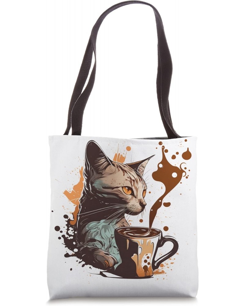 Funny Cat mother coffee lover Design Kitten Humor Cat Lover Tote Bag $11.72 Totes