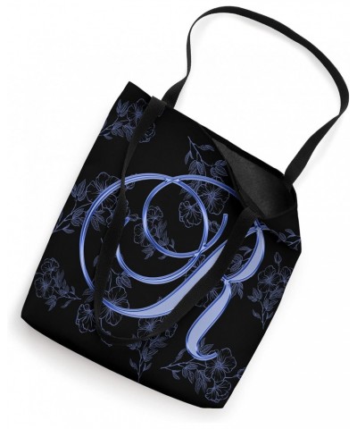 R Blue Flower Garden Leaf Plant Bloom Initial Letter Name Tote Bag $10.54 Totes