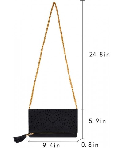 Rebecca Women Leather Hollow Out Floral Crossbody Bag Evening Shoulder Bag Party Chain Handbag Tassels Clutch Purse Black 02 ...