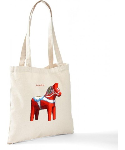 Id Rather Be Riding! Horse Tote Bag Natural Canvas Tote Bag, Cloth Shopping Bag Dala Horse Tote Bag With Flag on Reverse $8.0...