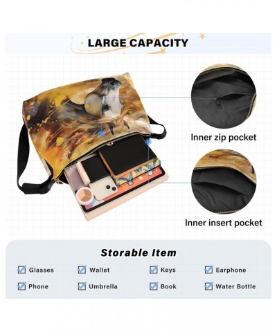 Crossbody Bag for Women Men Trendy Watercolor Running Horse Leather Casual Hobo Shoulder Bags Purses with Adjustable Strap Ab...