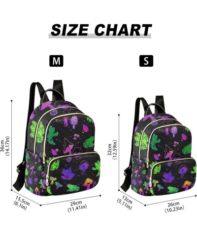 Forest Mushrooms and Frogs Rainbow Backpack for Women, Shoulder Bag Lightweight Mini Backpack Casual Daypack Back Pack Mini(1...