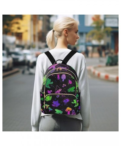 Forest Mushrooms and Frogs Rainbow Backpack for Women, Shoulder Bag Lightweight Mini Backpack Casual Daypack Back Pack Mini(1...